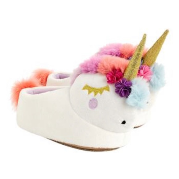 white unicorn slippers